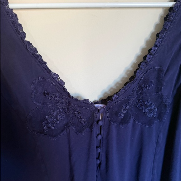 Savage X Fenty A Peek Behind the Lace Baby Doll Navy Blue Loungewear Dress Sz L - Picture 5 of 8